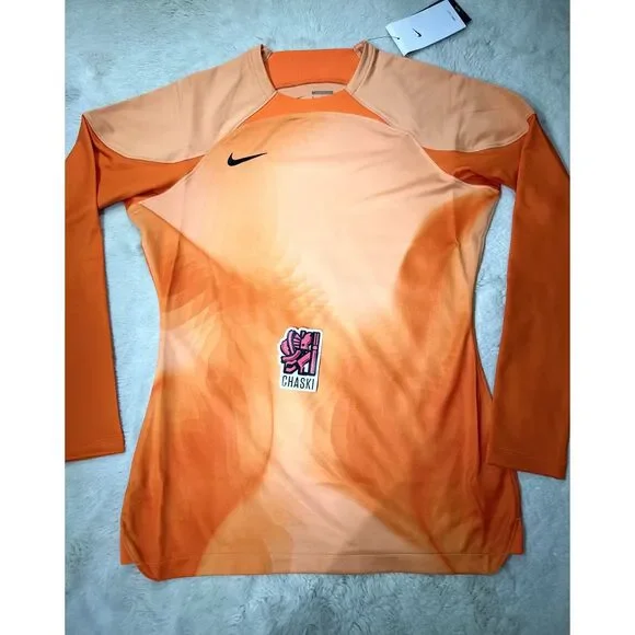 Nike women's small Football Soccer Goal Keeper futbol Jersey orange DH8226-819 - Picture 3 of 7